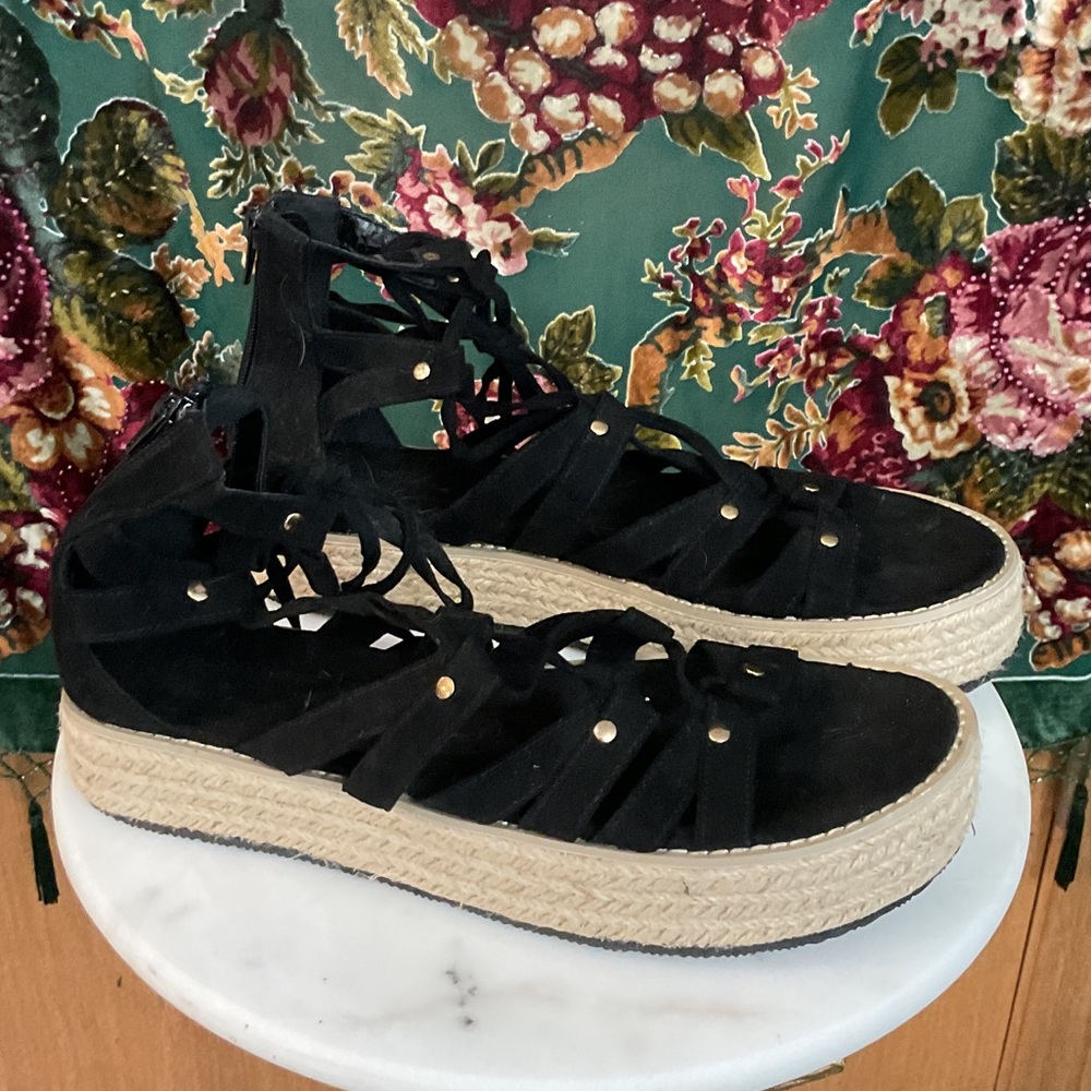 Forever 21 Black Strappy Espadrilles